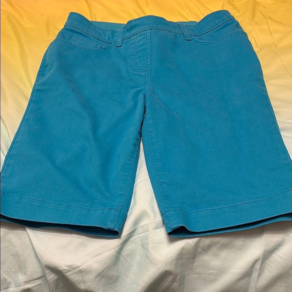 Allison Daley Blue Bermuda Shorts Relaxed Fit Cotton Blend